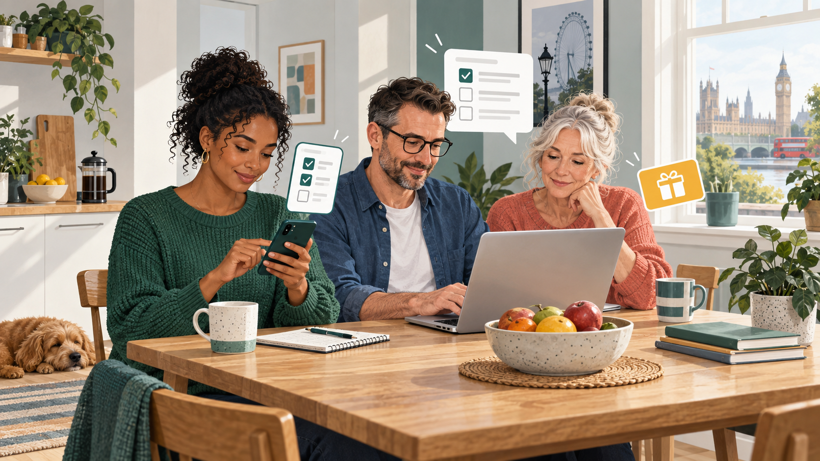 People comparing paid survey sites on a laptop